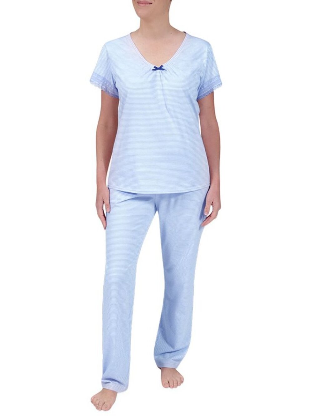 Miss Elaine Womens Cotton Striped Pajamas Set